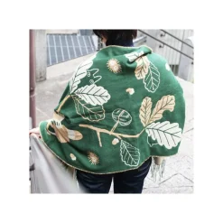 Hot Maison Ghibli Dark Green Stole Oak Leaves - My Neighbor Totoro
