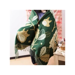 Hot Maison Ghibli Dark Green Stole Oak Leaves - My Neighbor Totoro