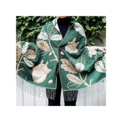 Hot Maison Ghibli Dark Green Stole Oak Leaves - My Neighbor Totoro