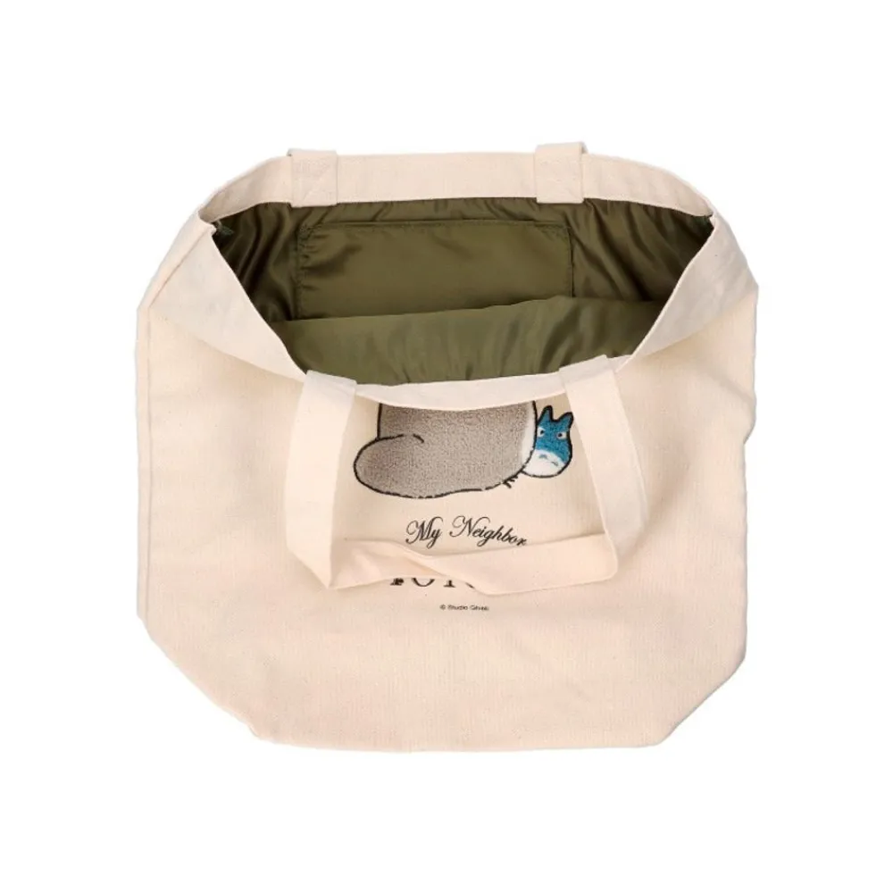 Best Maison Ghibli Embroidery Canvas Tote Bag Walking Away - My Neighbor Totoro