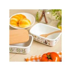 Maison Ghibli Enamel Butter Dish With Wooden Lid Viennese Pastries 500Ml - Kiki'S D