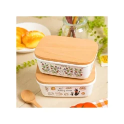 Maison Ghibli Enamel Butter Dish With Wooden Lid Viennese Pastries 500Ml - Kiki'S D