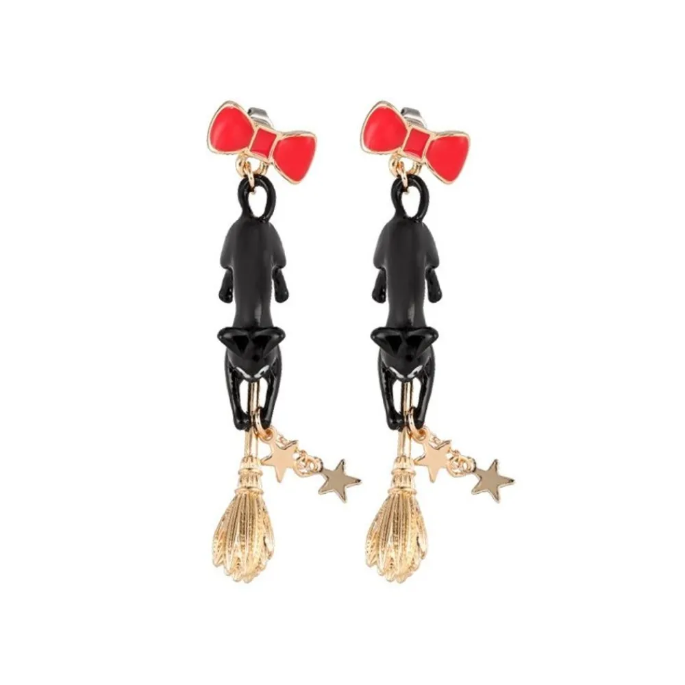 Best Maison Ghibli Jiji With Broom Pierced Earrings - Kiki'S Delivery Service