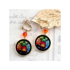 Hot Maison Ghibli Stained Glass Series - Earrings Calcifer- Howl'S Moving Castle