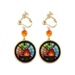 Hot Maison Ghibli Stained Glass Series - Earrings Calcifer- Howl'S Moving Castle