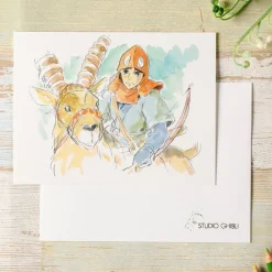 Sale Maison Ghibli Watercolour Greeting Cards 24 X 15,8 Cm Ashitaka And Yakul - Princess